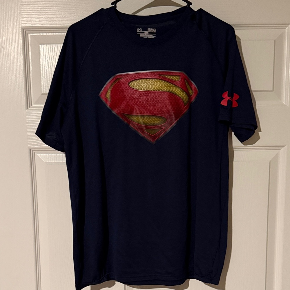 Under Armour Dark Blue Superman Logo Tee